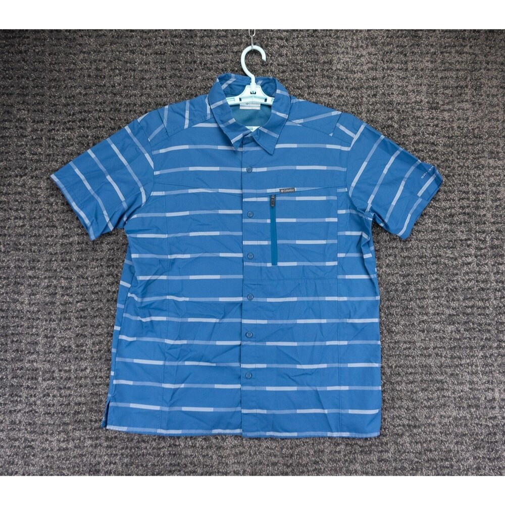 Columbia Shirt Mens Large Blue Kestrel Trail II Vented Casual Hiking Gorpcore